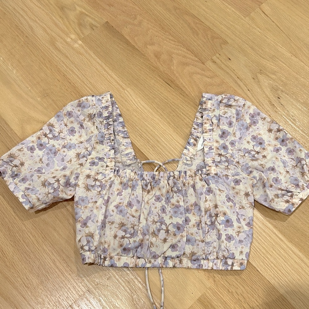 H&M Linen Blend Crop Top Size XS